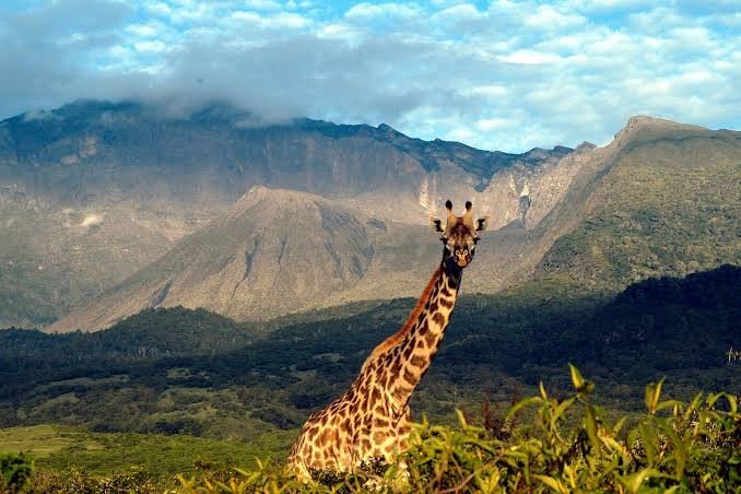 Green hills and crater lakes near Mount Meru
